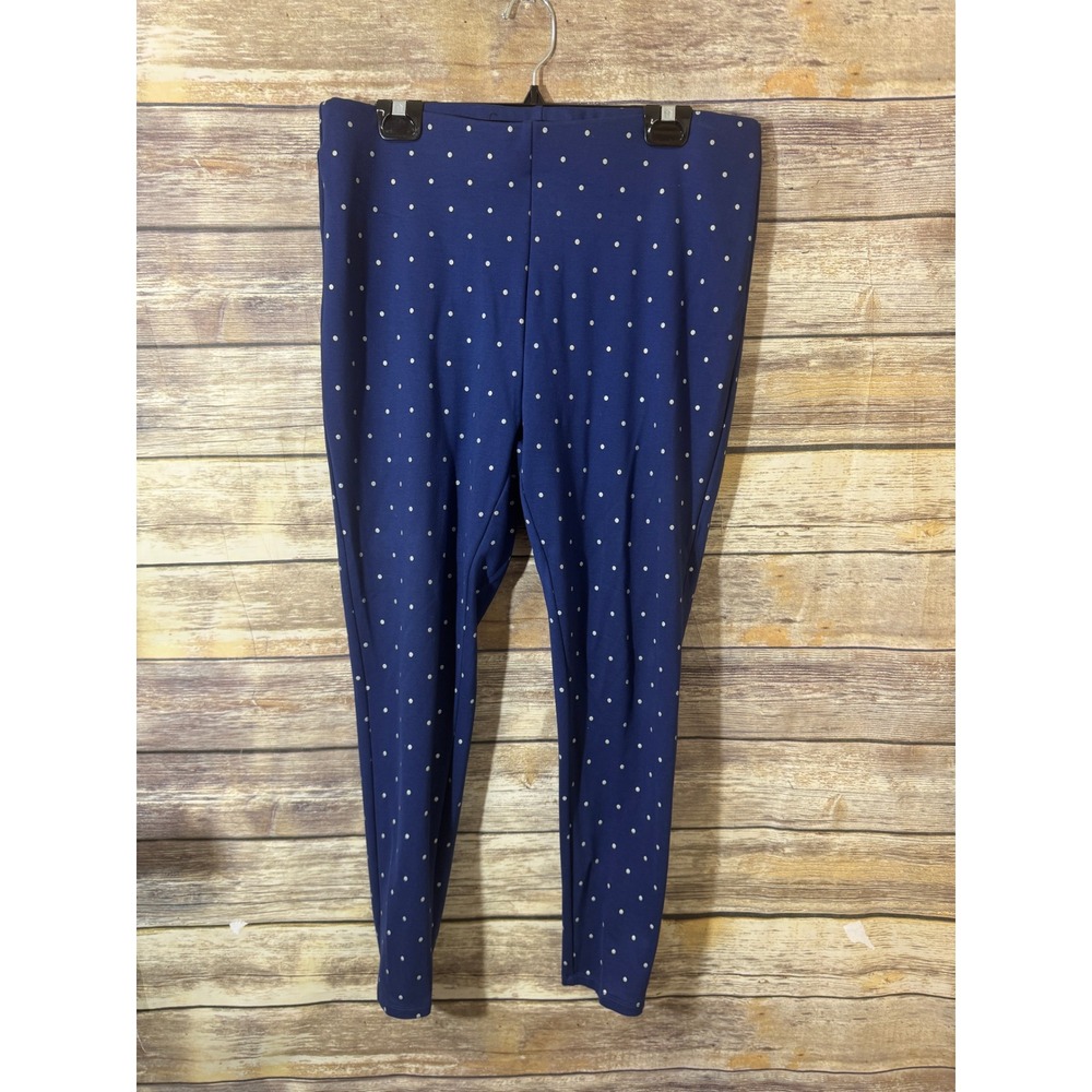 Chico's Brigitte So Slimming Polka Dot Ankle Pants Navy Blue Womens Size 2 US 12 - Picture 2 of 6
